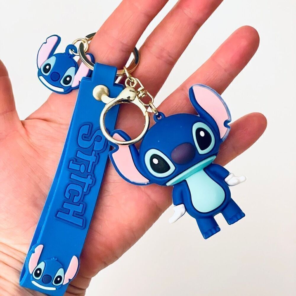 NWT Disney Stitch Blue Wristlet Key holder Keyring Keychain